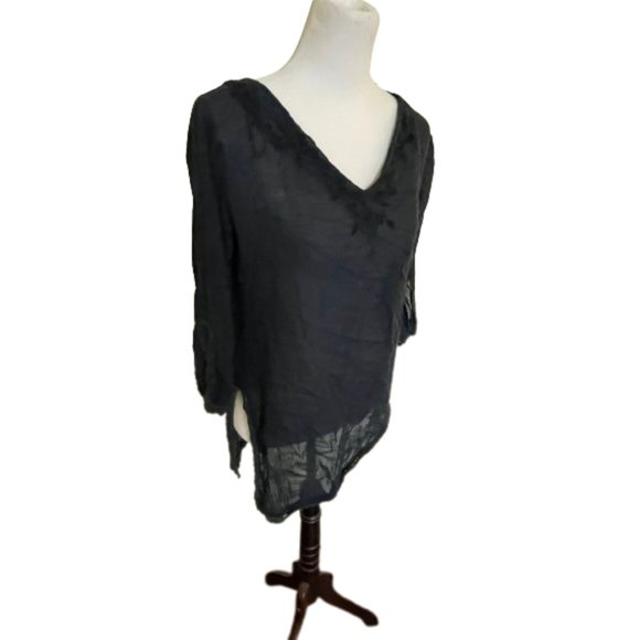 Asymmetrical black sheer tunic M - Picture 1 of 3